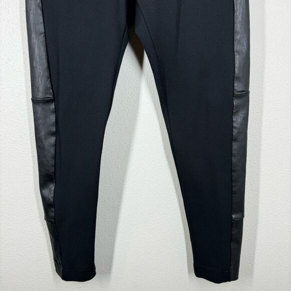 Alice + Olivia Leather Trimmed Ponte Pants Leggings Black Size 8 Celeb Favorite - Picture 3 of 7